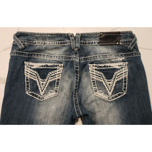 Vigoss The Chelsea Capri Jeans Women's 13/14 Distressed Embroidered Y2K Stretch - Picture 4 of 11
